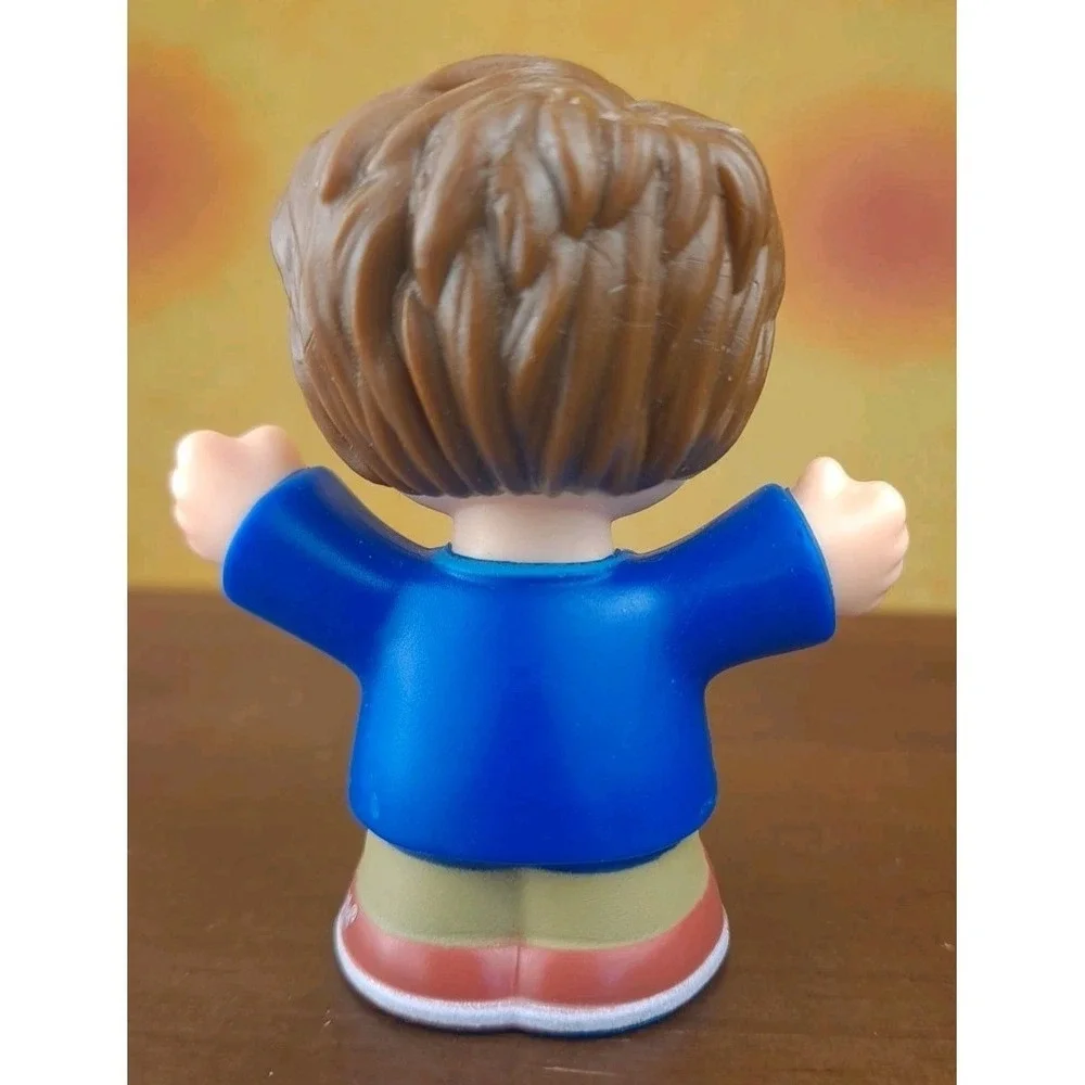 Fisher Price Little People Figure Boy in Blue Shirt Smiling School Bus Toy #340